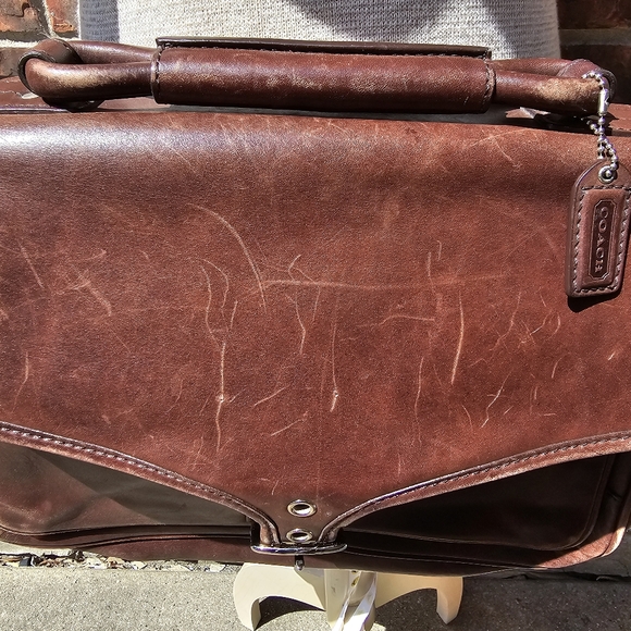 Coach Logan Rich Choco Brown Leather Large Briefcase Portfolio Laptop Bag 5238 - Picture 9 of 16